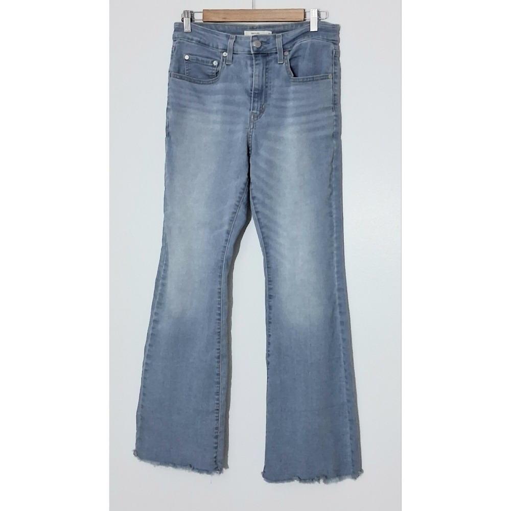 Levi's 726 Flare Jeans Women's Size 30x32‎ Light Blue Raw Hem Stretch Pre-owned